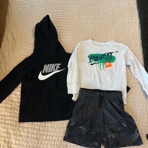 Nike Black Hoodie and Beast White Long Sleeve with All in Motion shorts